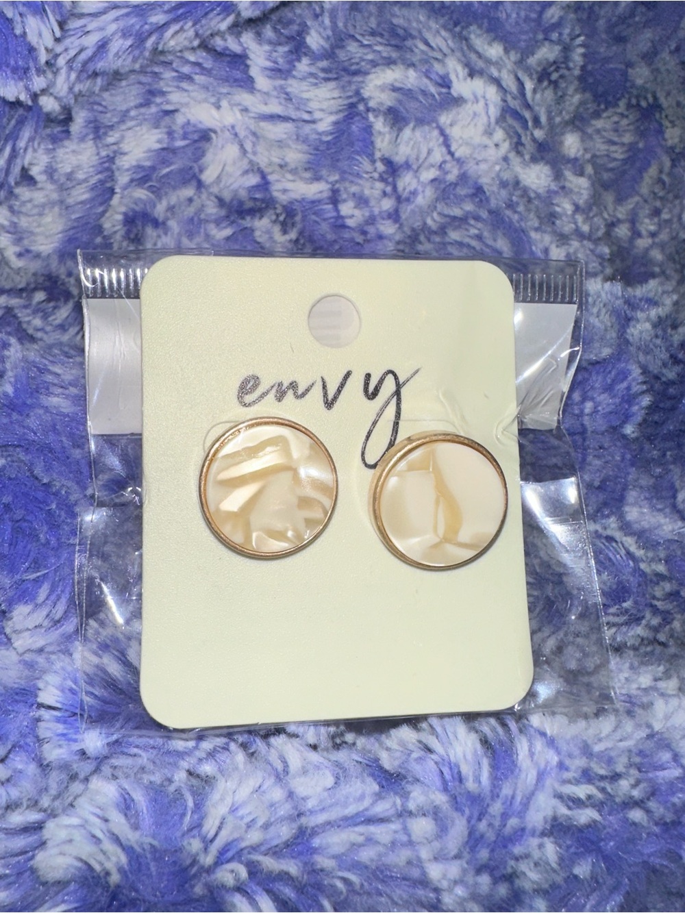 envy Gold-Tone Cream Marbled Round Studs